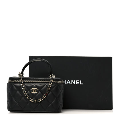 Chanel Lambskin Quilted Small Top Handle Vanity Case With Chain Black 11 of 11