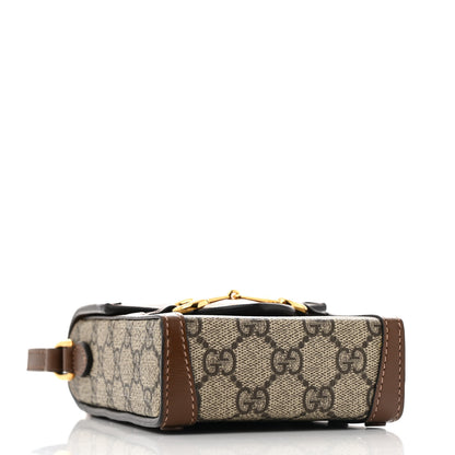 Gucci GG Supreme Monogram Mini Horsebit 1955 Crossbody Bag Beige Brown Sugar 4 of 11