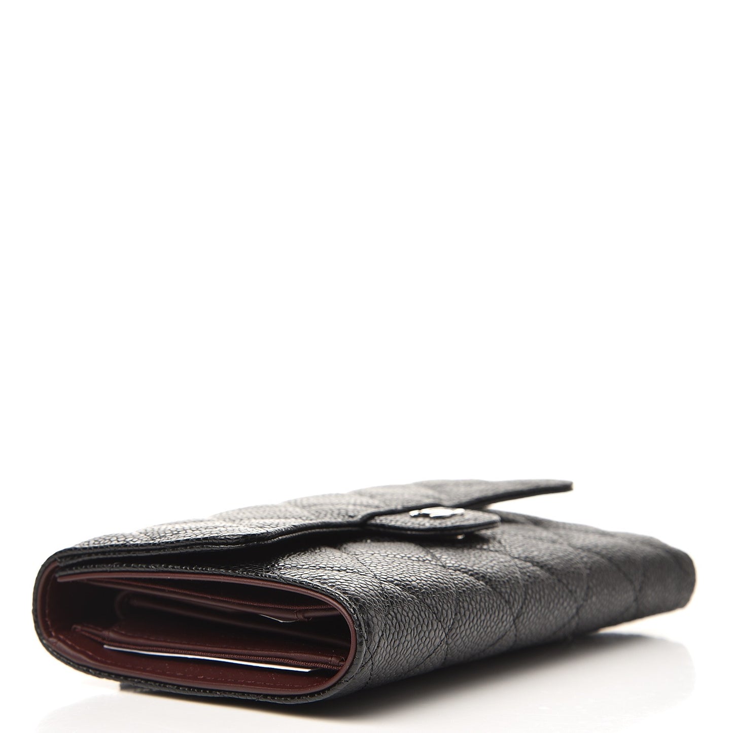 Caviar Quilted Large Flap Wallet Black