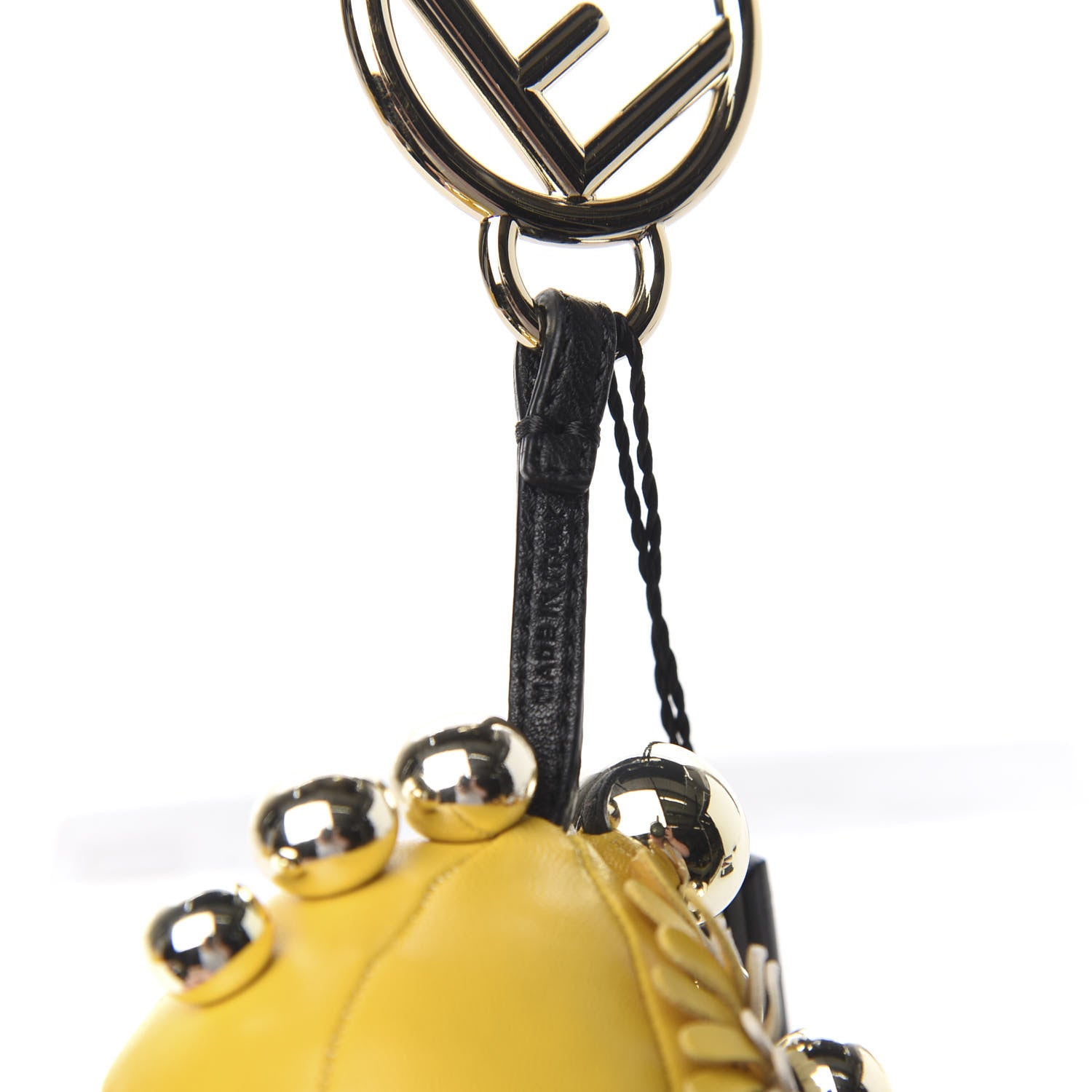 Fendi Shiny Nappa Zucca Pearl Fringe F is Fendi Space Monkey Bag Charm Sunflower Burro Tobacco 3 of 4