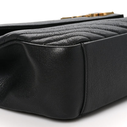 Saint Laurent Sheepskin Matelasse Chevron Monogram Large College Satchel Black 10 of 11