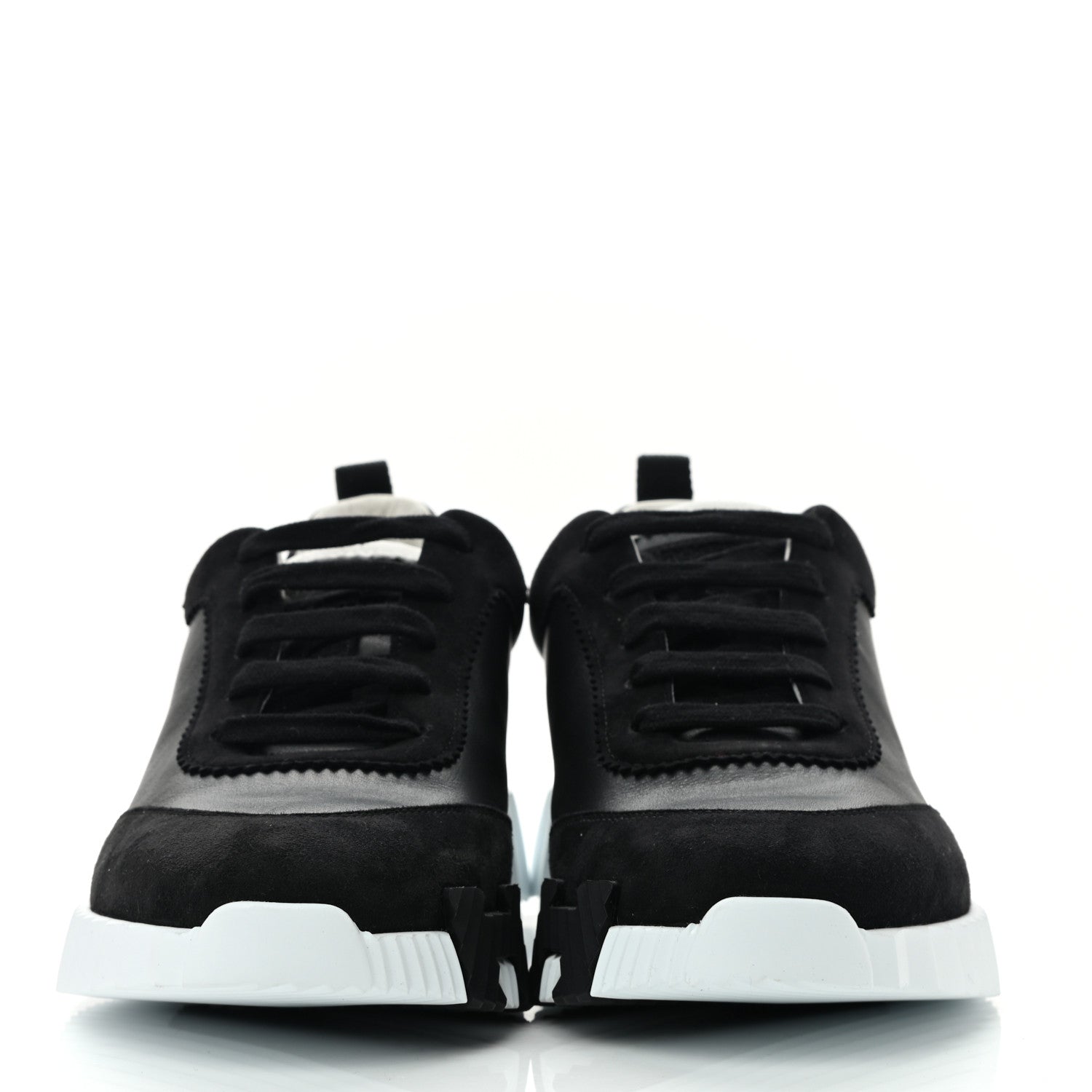 Hermes Goatskin Suede Goatskin Bouncing Sneakers 39.5 Black White 2 of 8