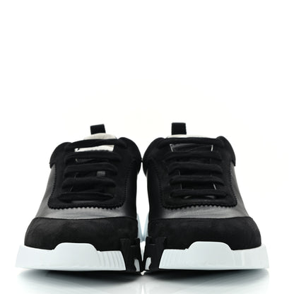 Hermes Goatskin Suede Goatskin Bouncing Sneakers 39.5 Black White 2 of 8