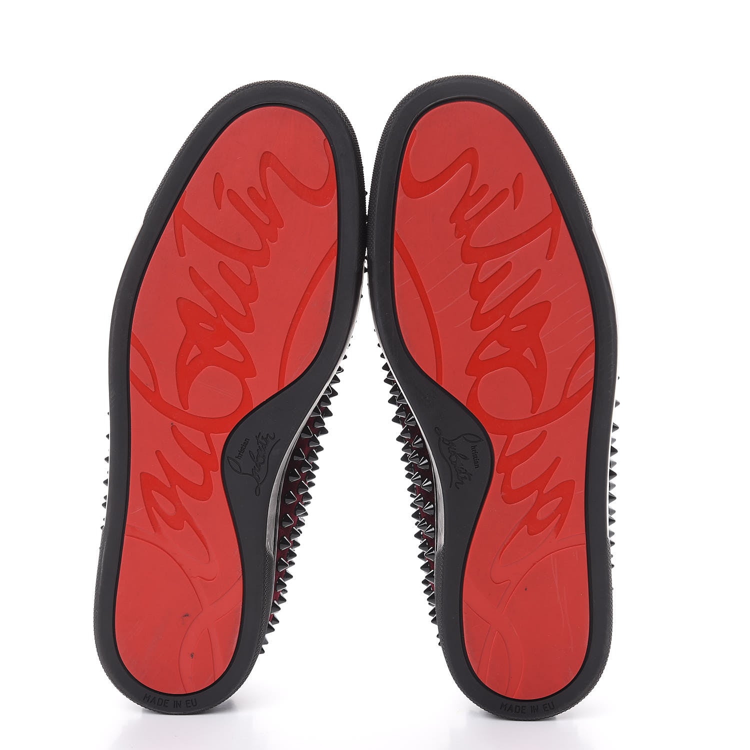 Christian Louboutin Mens Velvet Spikes Roller Boat Flats 40 Rouge Imperial Black 5 of 10