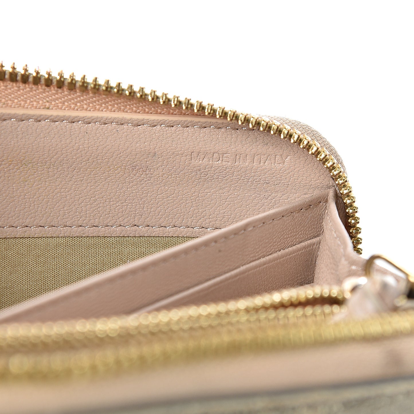 Metallic Calfskin Zip Around Wallet Gold