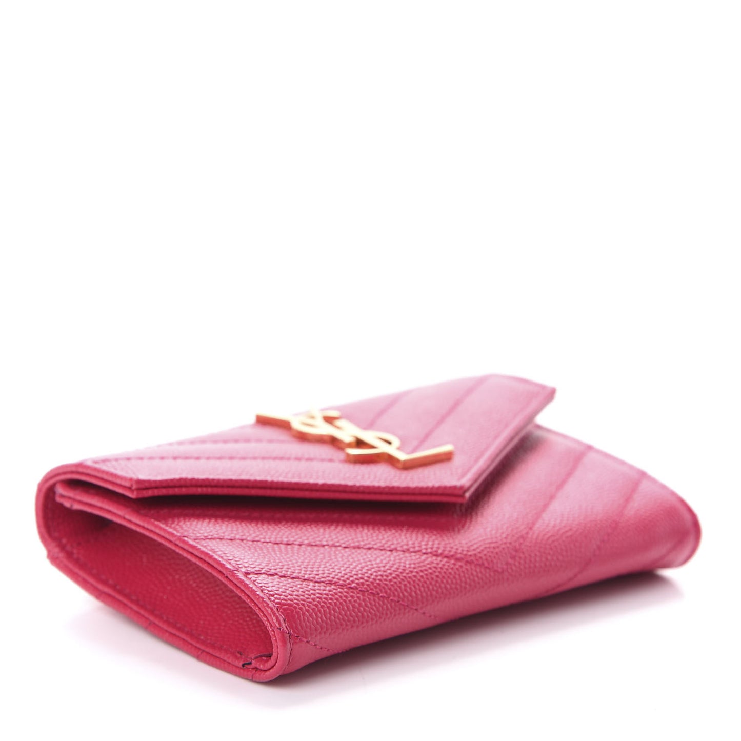 Grain De Poudre Matelasse Chevron Small Monogram Envelope Wallet Fresh Fuchsia