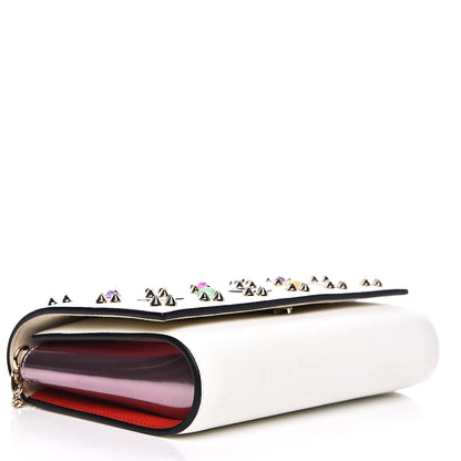 Christian Louboutin Grained Calfskin Spikes Loubinthesky Paloma Wallet On Chain White 4 of 11