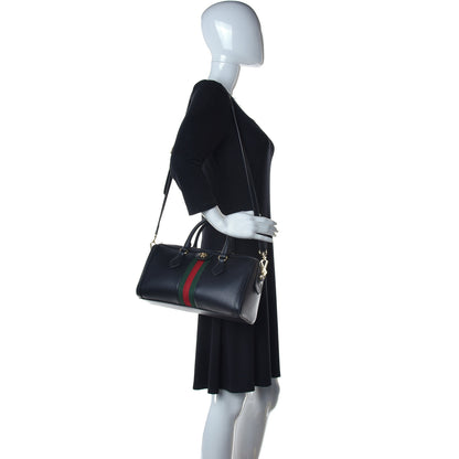 Gucci Textured Dollar Calfskin Web Medium Ophidia Boston Black 2 of 16