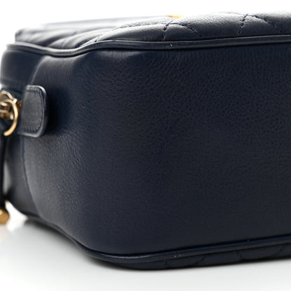Chanel Calfskin Quilted CC Small Vanity Case Navy 9 of 13