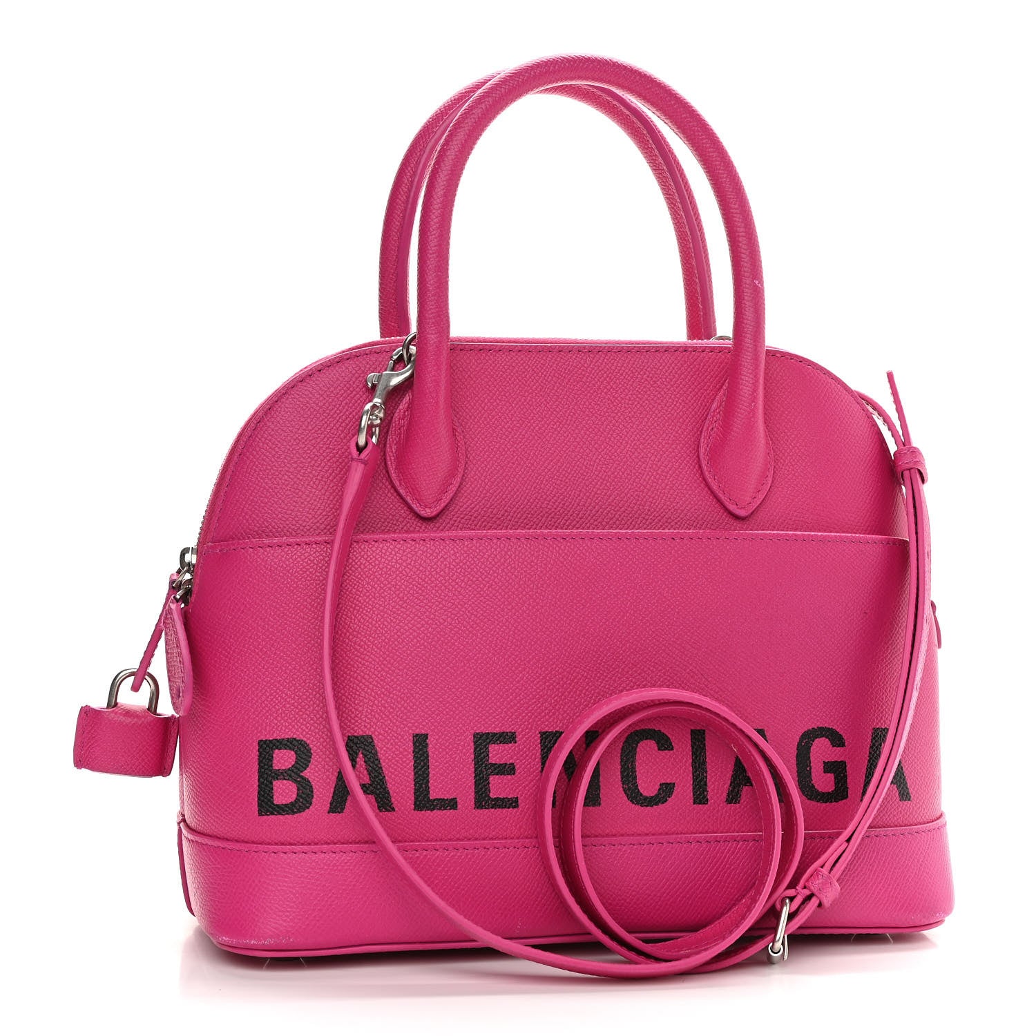 Balenciaga Signature Grained Calfskin Logo S Ville Top Handle Bag Fuchsia 3 of 14