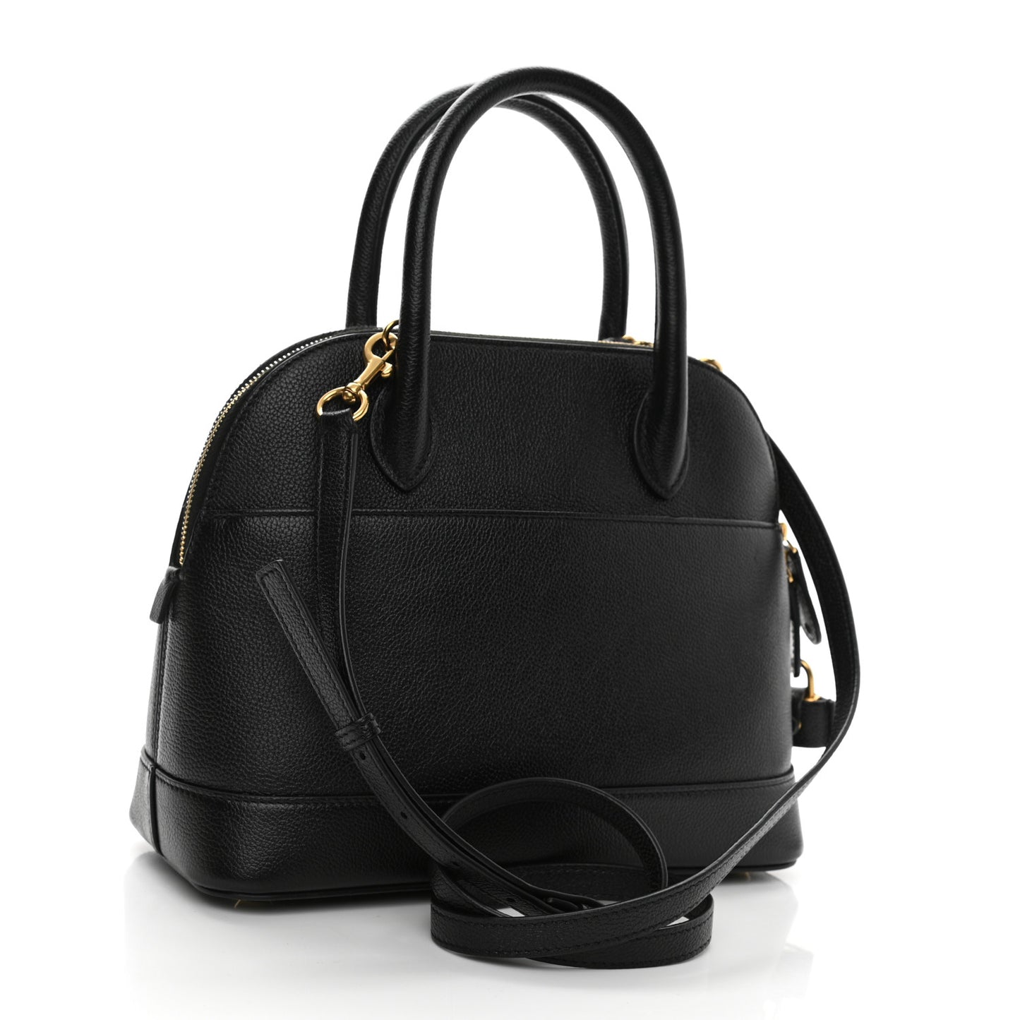 Grained Calfskin Logo S Ville Top Handle Bag Black White