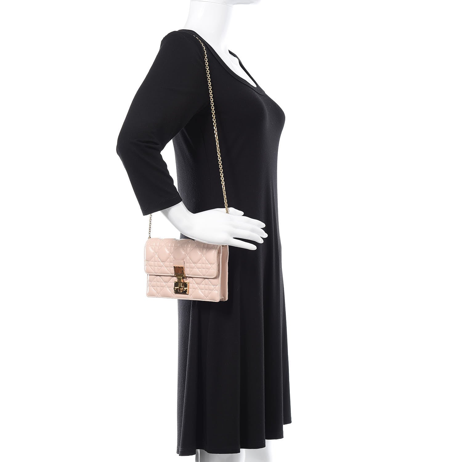 Christian Dior Lambskin Cannage Dioraddict Wallet On Chain Clutch Rose Poudre 2 of 10