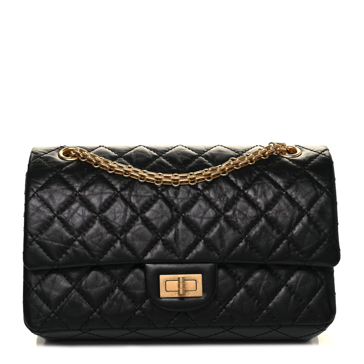 Aged Calfskin Quilted 2.55 Reissue 225 Flap Black