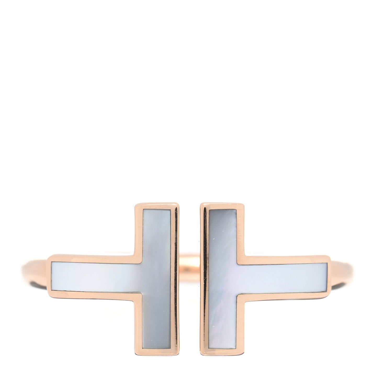 18K Rose Gold Mother of Pearl T Wire Ring 48 4.5