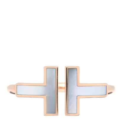Tiffany 18K Rose Gold Mother of Pearl T Wire Ring 48 4.5 1 of 5