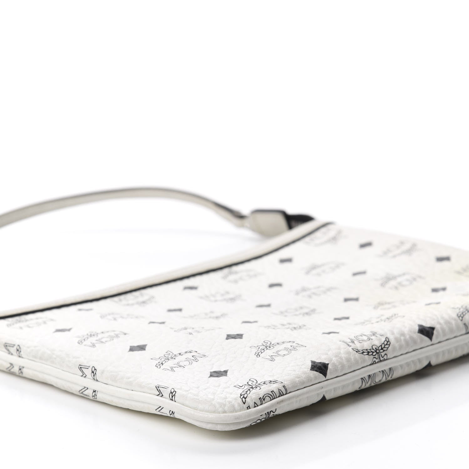 MCM Visetos Liz Shopper Tote Pouch White 6 of 10