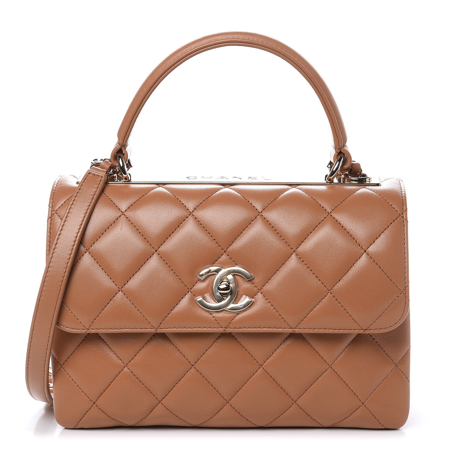 Chanel Lambskin Quilted Small Trendy CC Flap Dual Handle Bag Camel 1 of 11