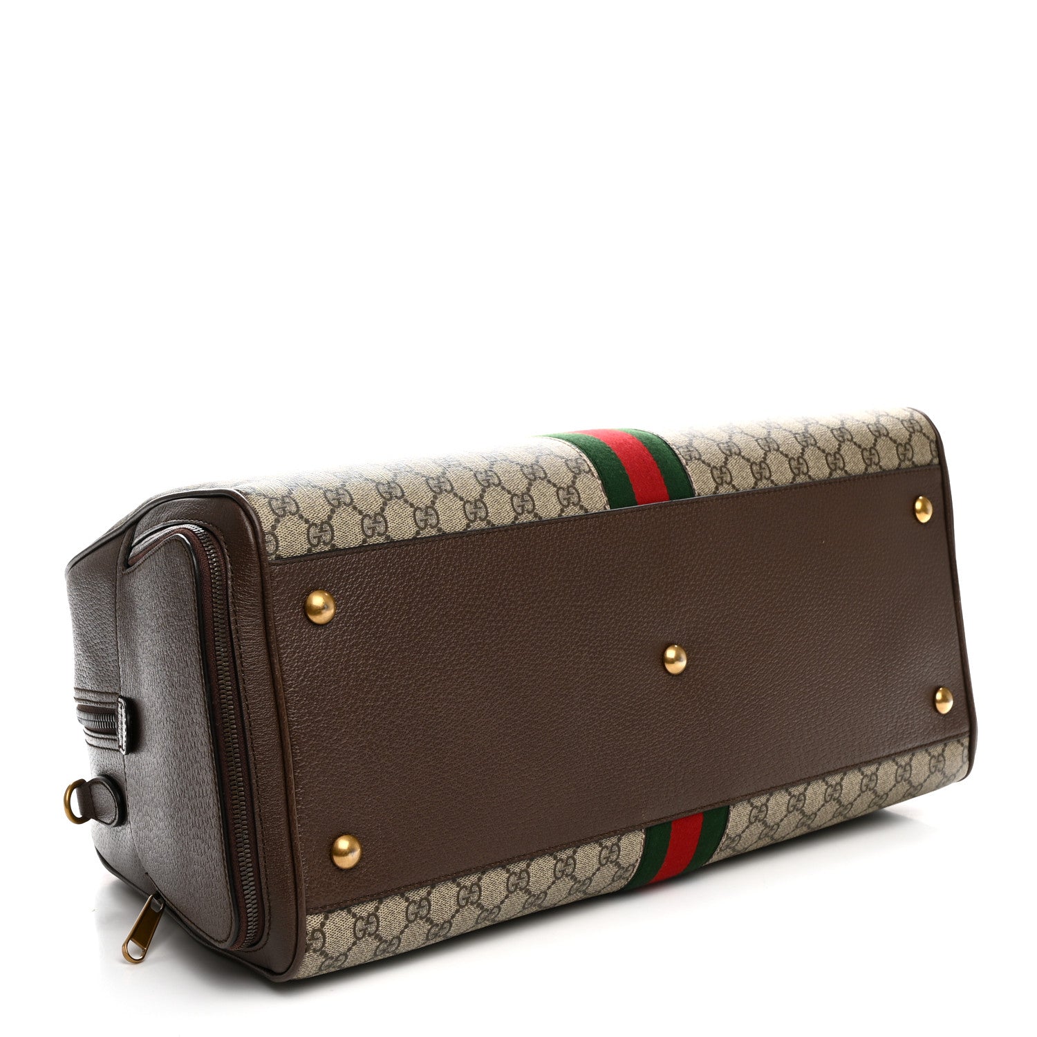 Gucci GG Supreme Monogram Textured Dollar Calfskin Web Large Savoy Bowling Bag Beige Ebony New Acero 3 of 14