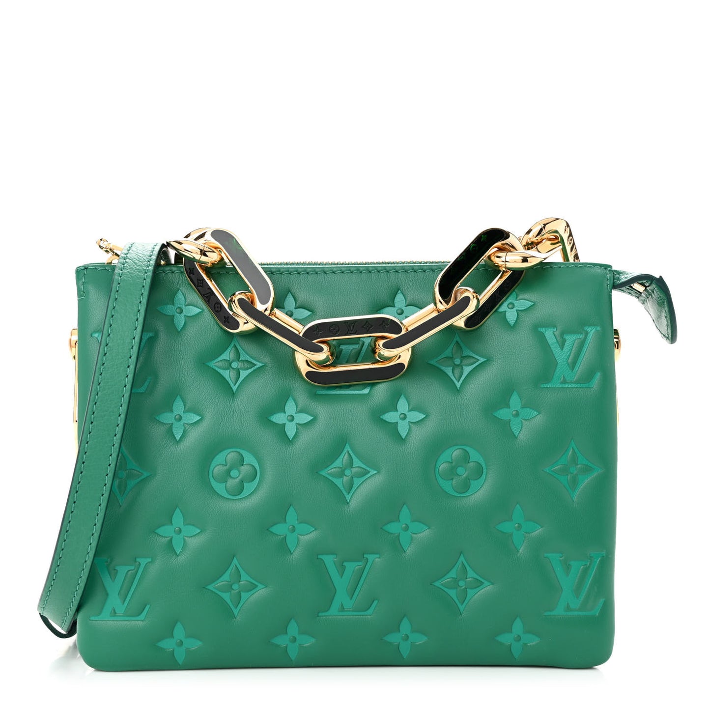Lambskin Embossed Monogram Coussin BB Emeraude