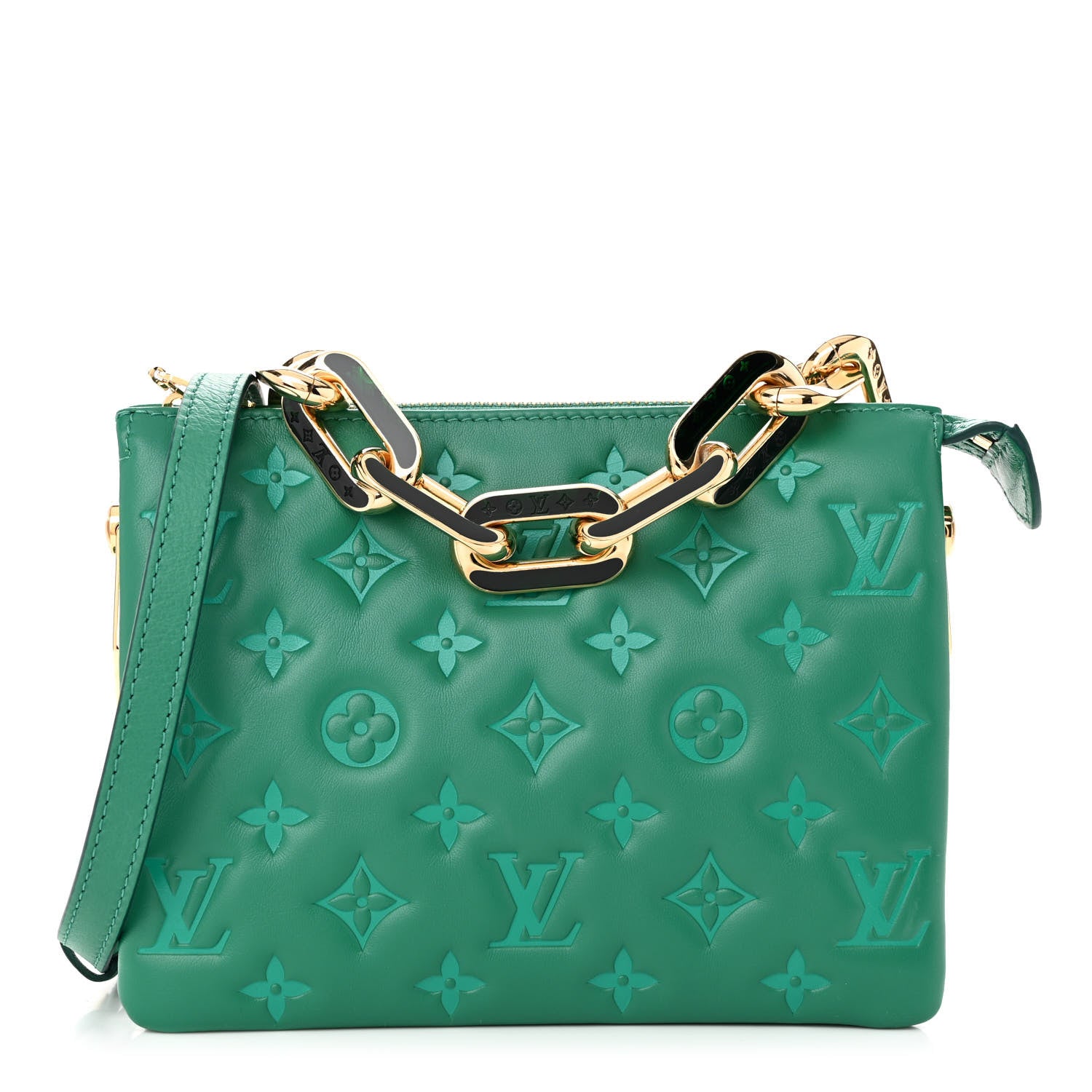 Louis Vuitton Lambskin Embossed Monogram Coussin BB Emeraude 1 of 11