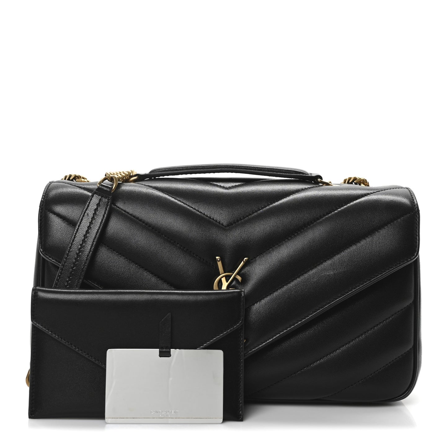 Lambskin Chevron Quilted Medium Loulou Black