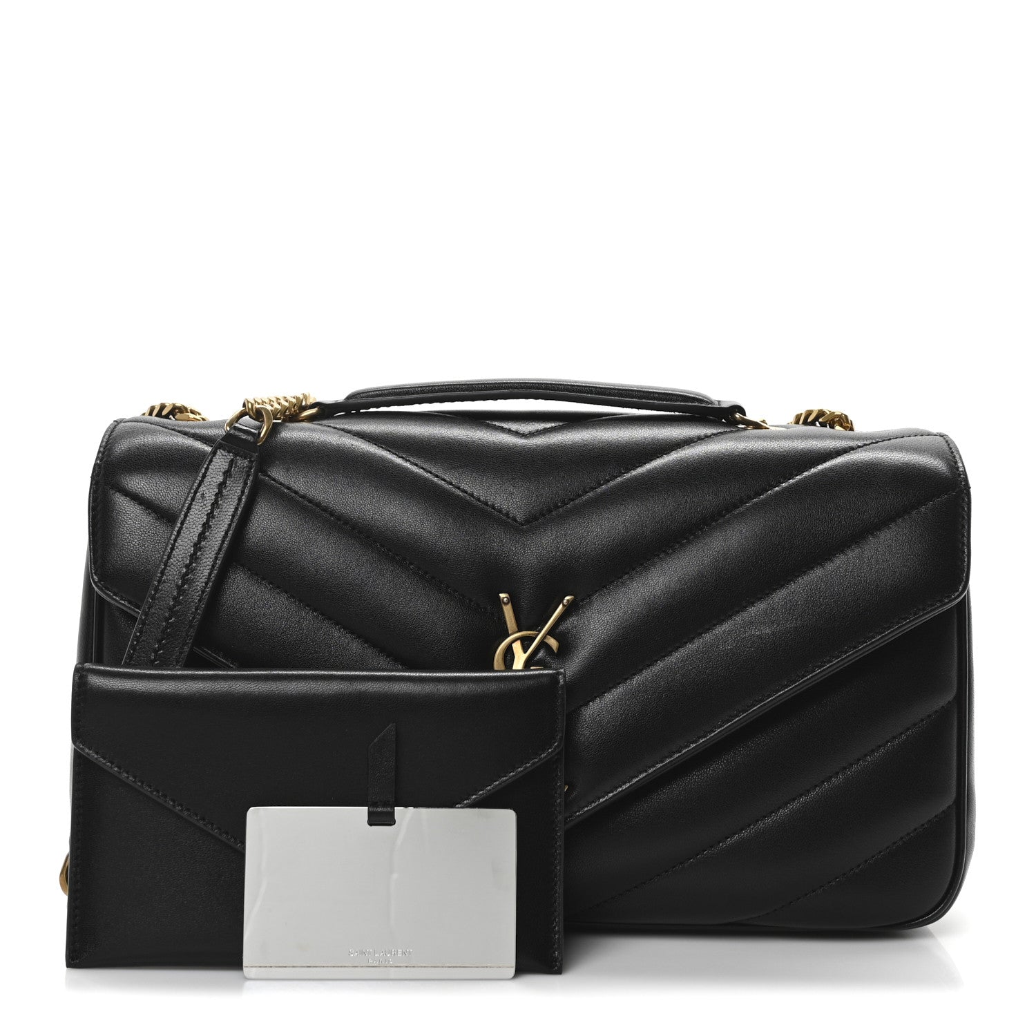Saint Laurent Lambskin Chevron Quilted Medium Loulou Black 3 of 10