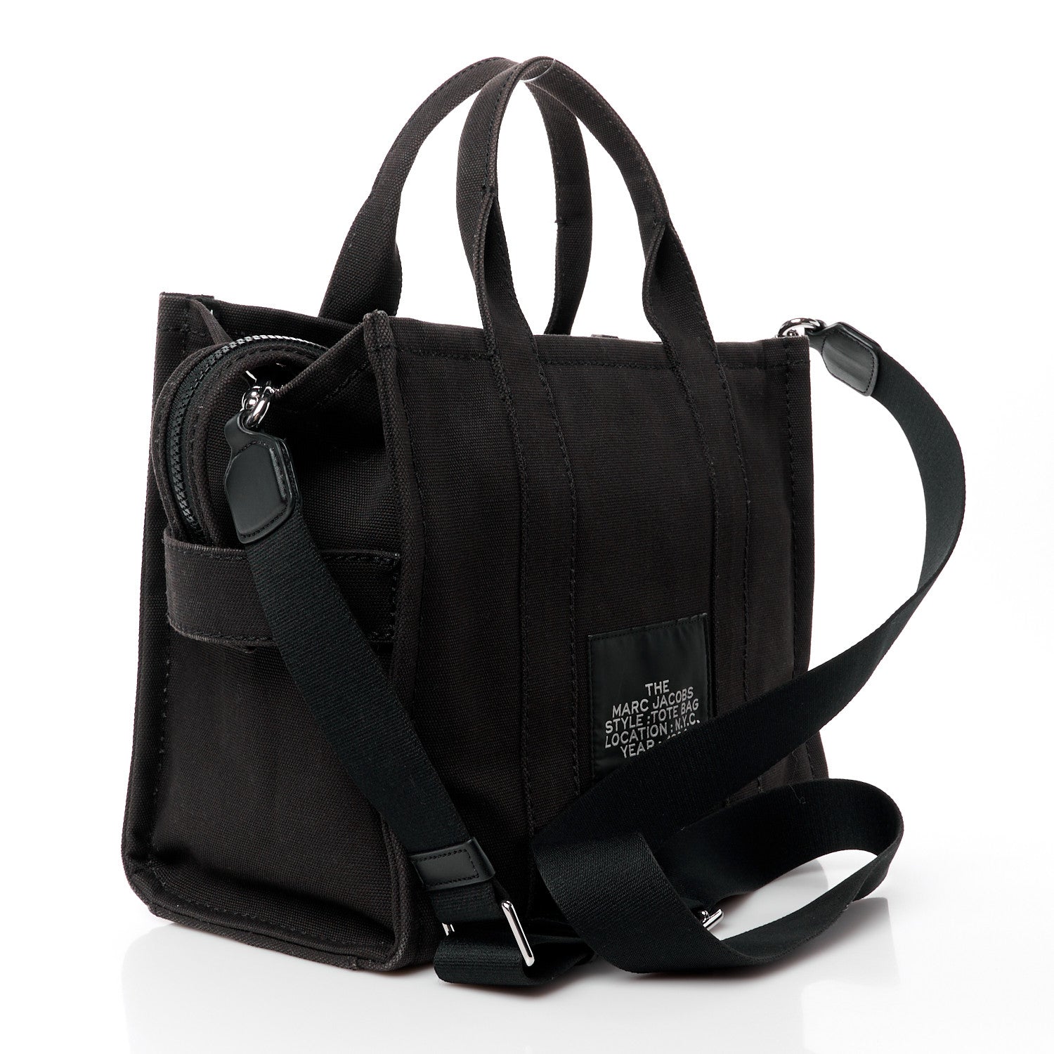 Marc Jacobs Cotton Canvas Small The Traveler Tote Bag Black 3 of 16