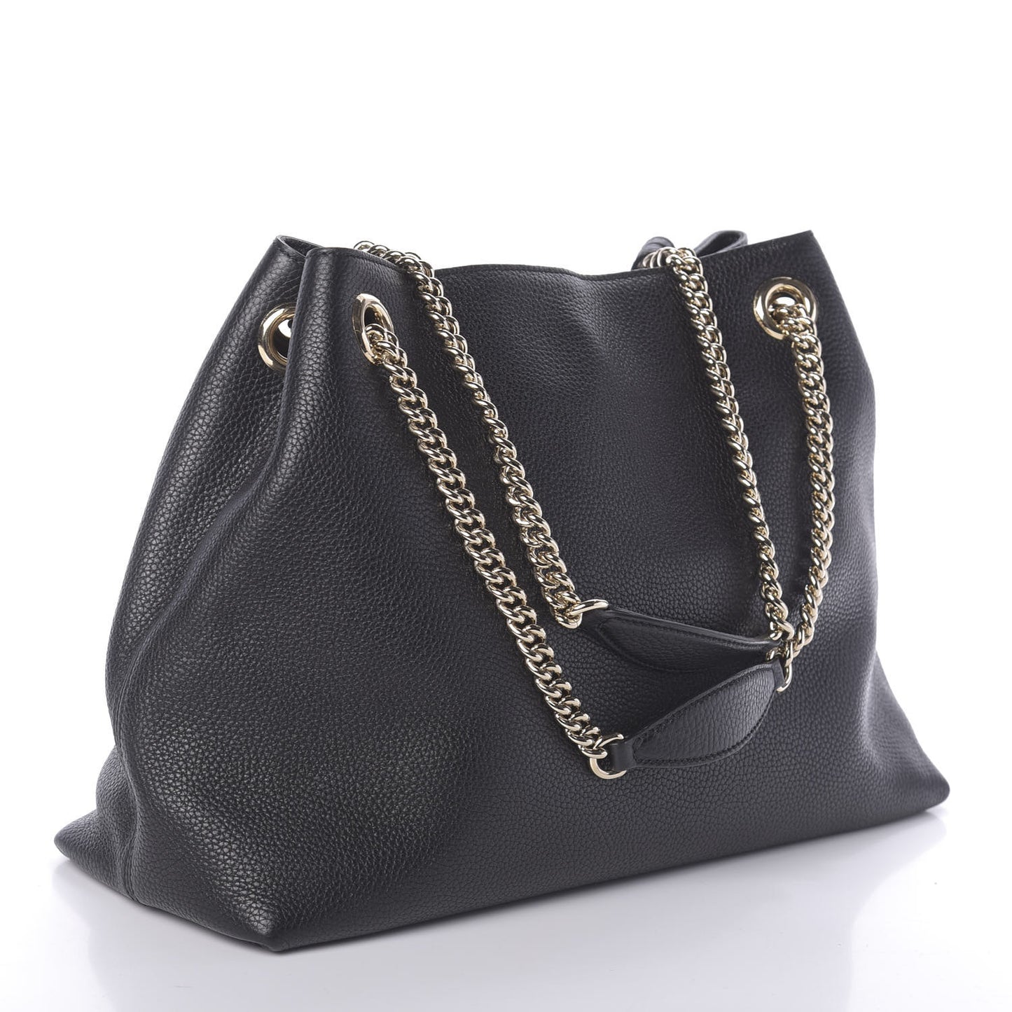 Pebbled Calfskin Medium Soho Chain Shoulder Bag Black