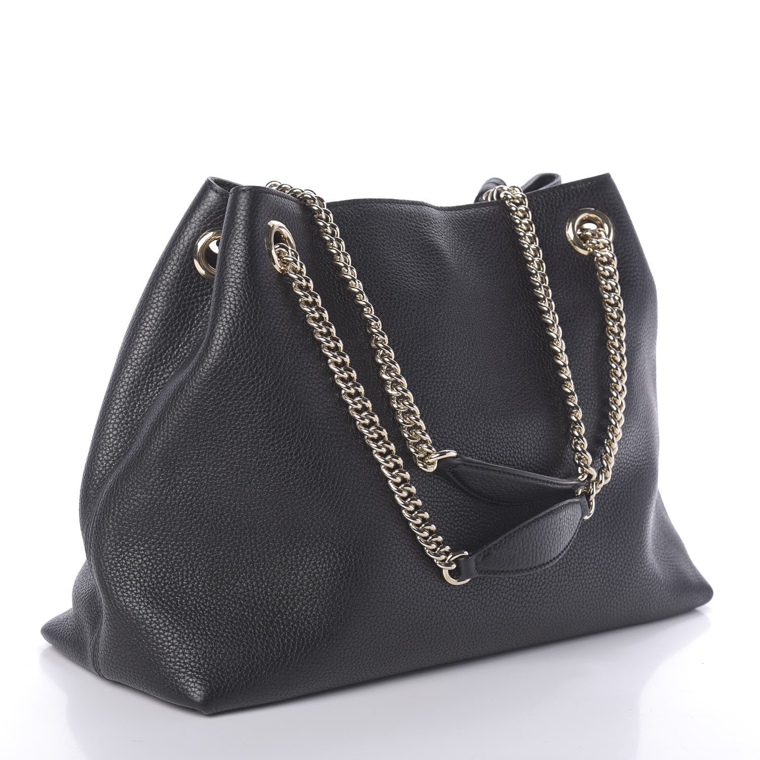 Gucci Pebbled Calfskin Medium Soho Chain Shoulder Bag Black 3 of 9