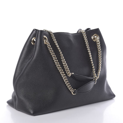 Gucci Pebbled Calfskin Medium Soho Chain Shoulder Bag Black 3 of 9