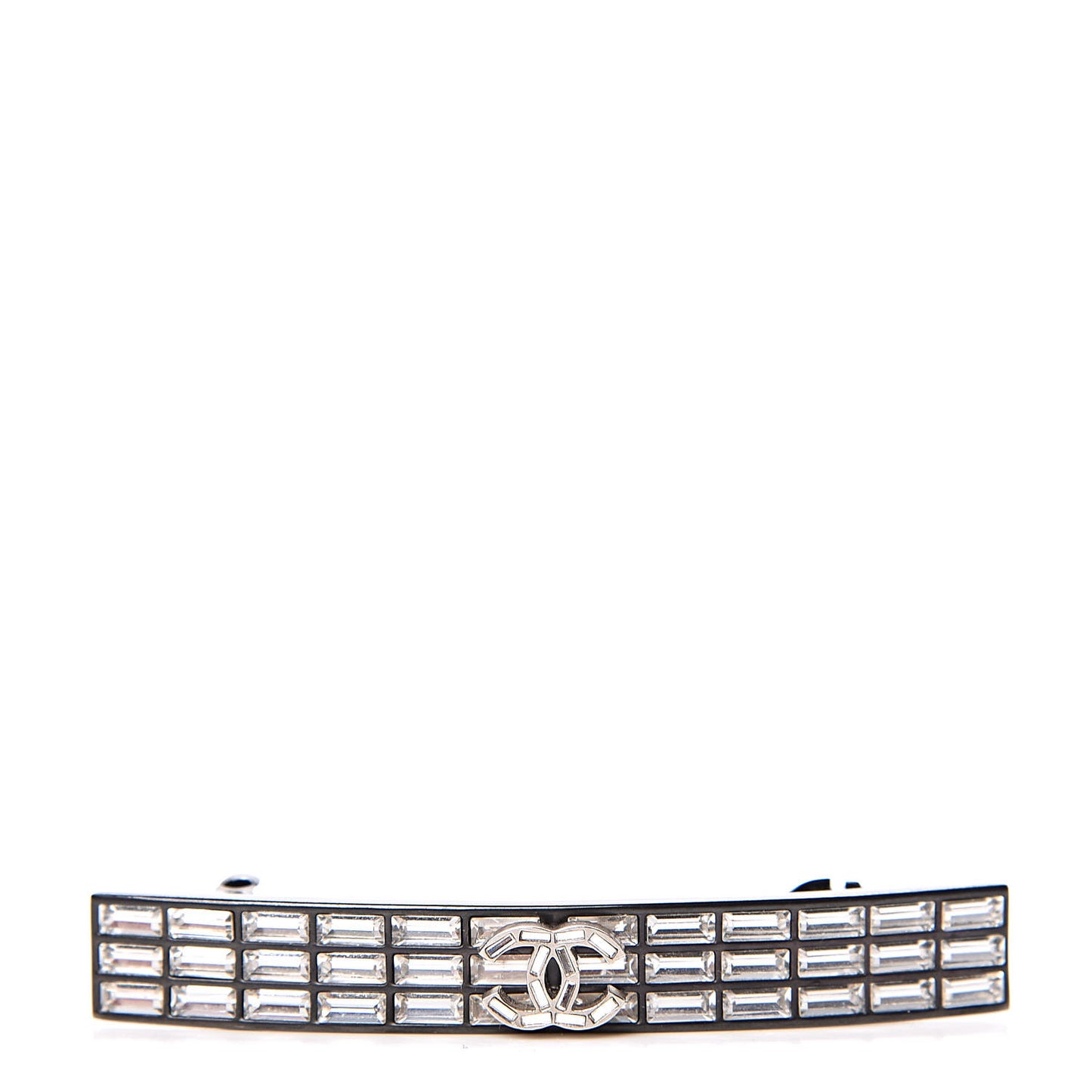 Crystal CC Hair Clip Barrette Silver