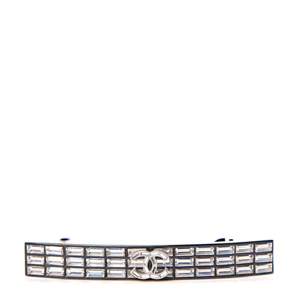 Chanel Crystal CC Hair Clip Barrette Silver 1 of 6