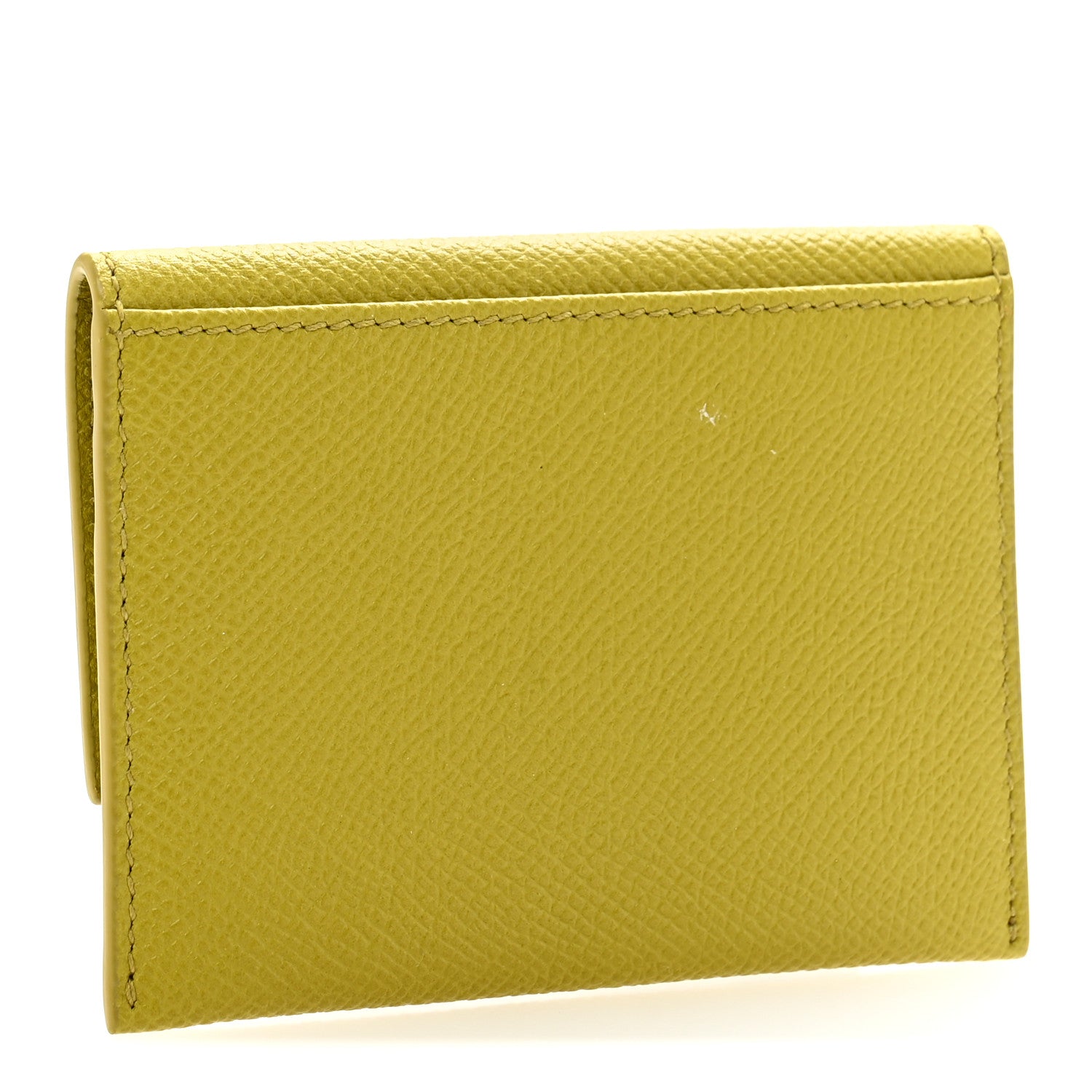 Salvatore Ferragamo Grained Calfskin Flap Card Holder Lemon Grass 3 of 8
