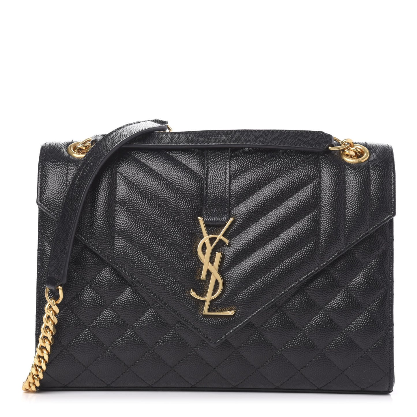 Grain De Poudre Textured Mixed Matelasse Triquilt Medium Monogram Satchel Black