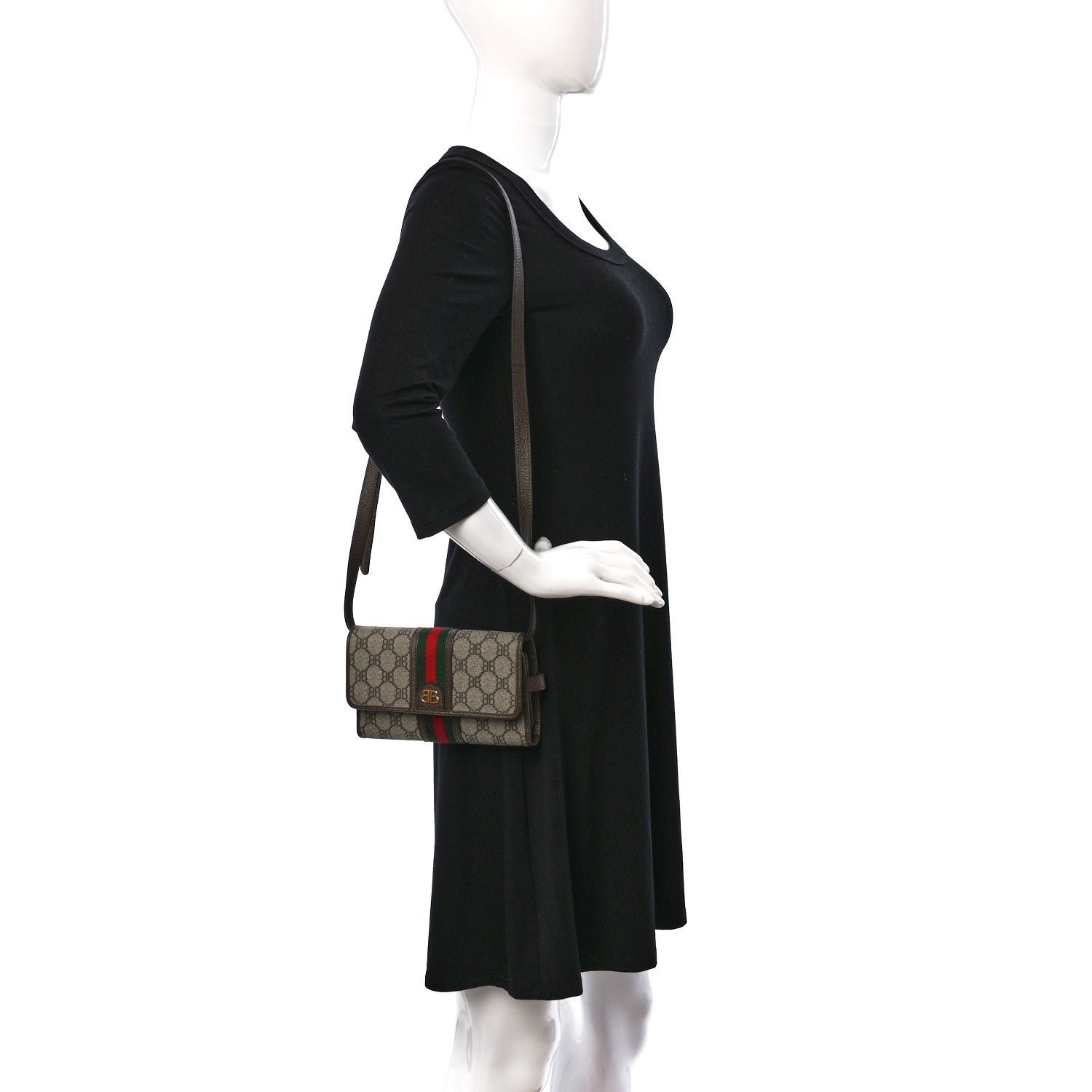 Gucci X BALENCIAGA BB Supreme Monogram Web Ophidia Crossbody Wallet Beige New Acero 2 of 9