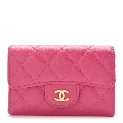 Chanel Caviar Quilted Flap Card Holder Wallet Dark Pink 1 of 8