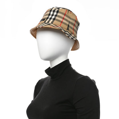 Burberry Calfskin Technical Cotton Vintage Check Bucket Hat Archive Beige 2 of 13