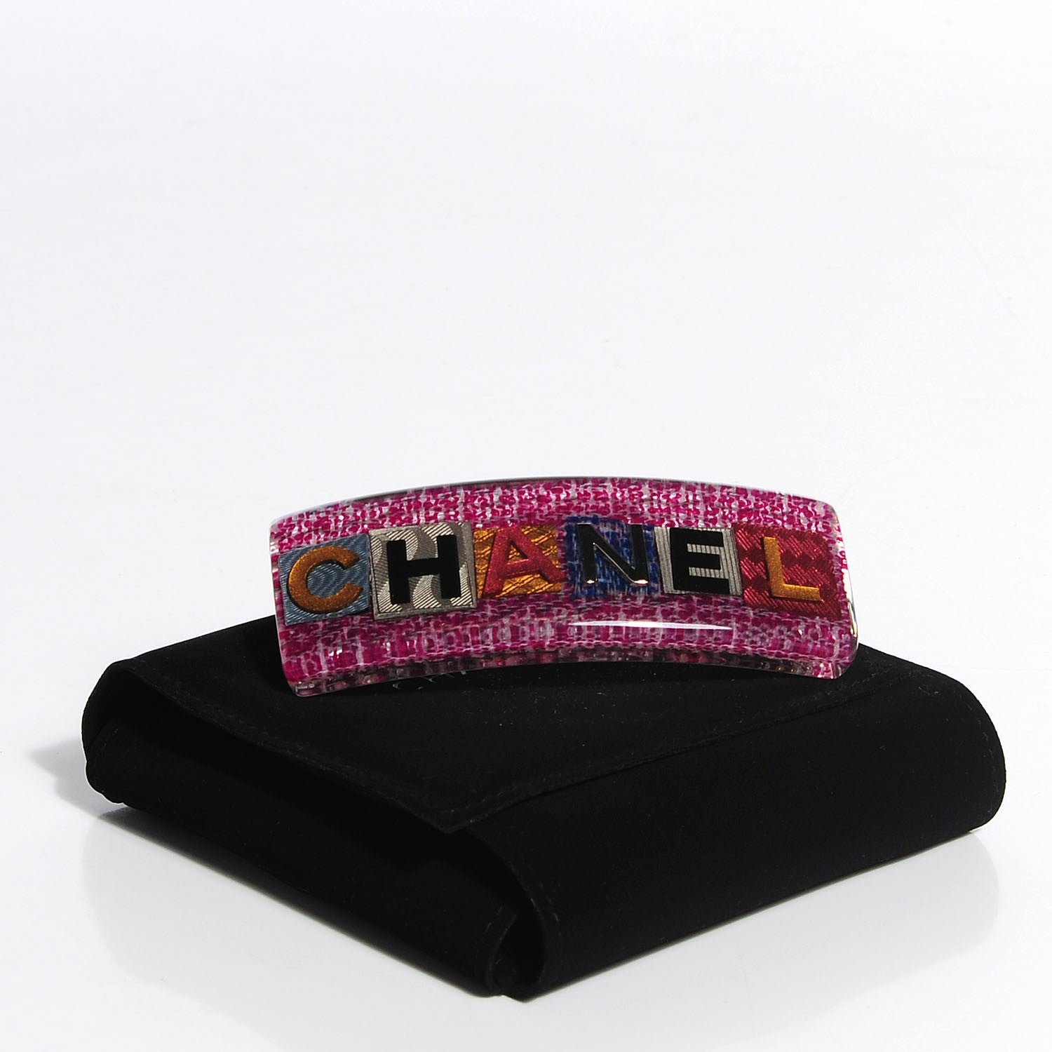 Chanel Resin Logo Barette Fuchsia 5 of 5
