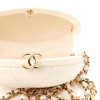 Chanel Lambskin Quilted Oval Minaudiere Chain Clutch White 5 of 10
