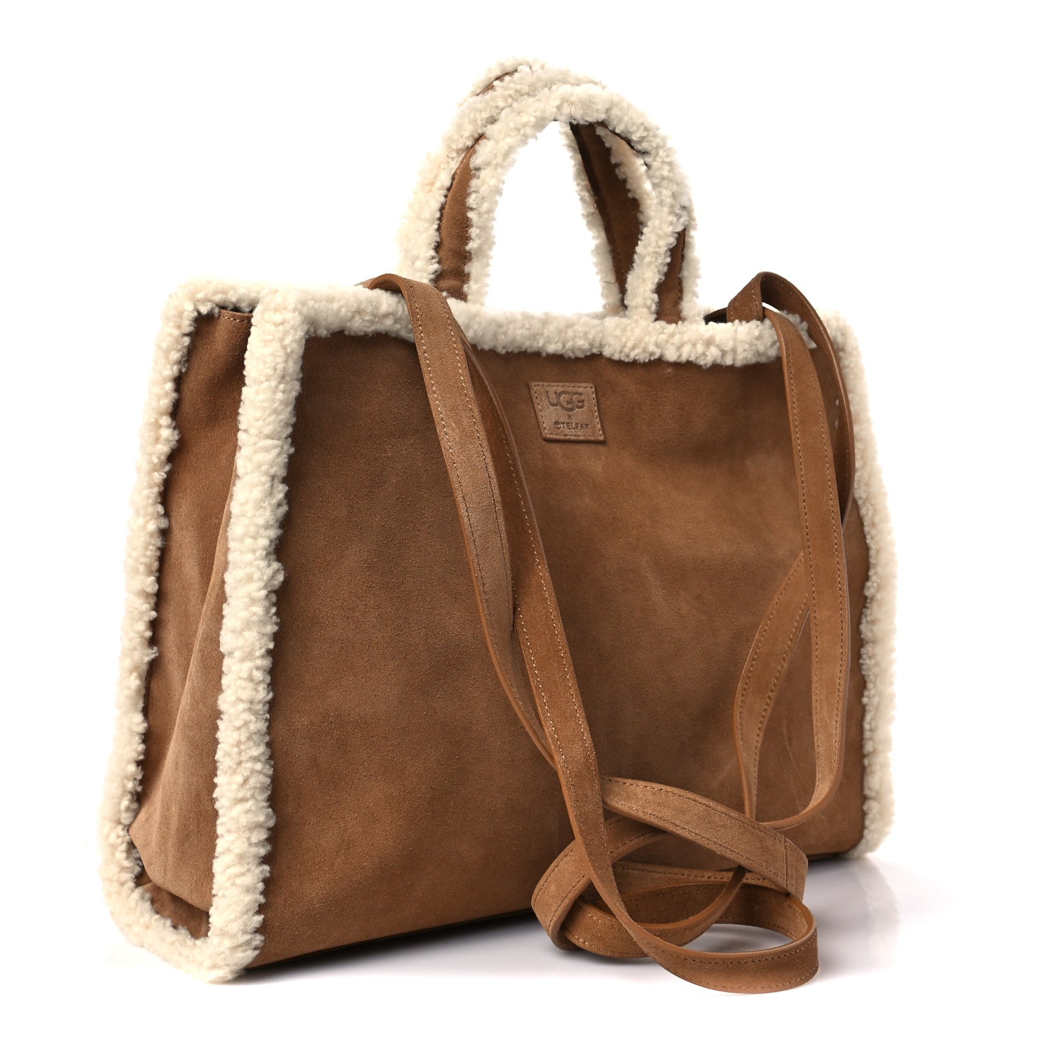 Telfar X UGG Suede Shearling Medium Shopping Bag Chestnut 3 of 8