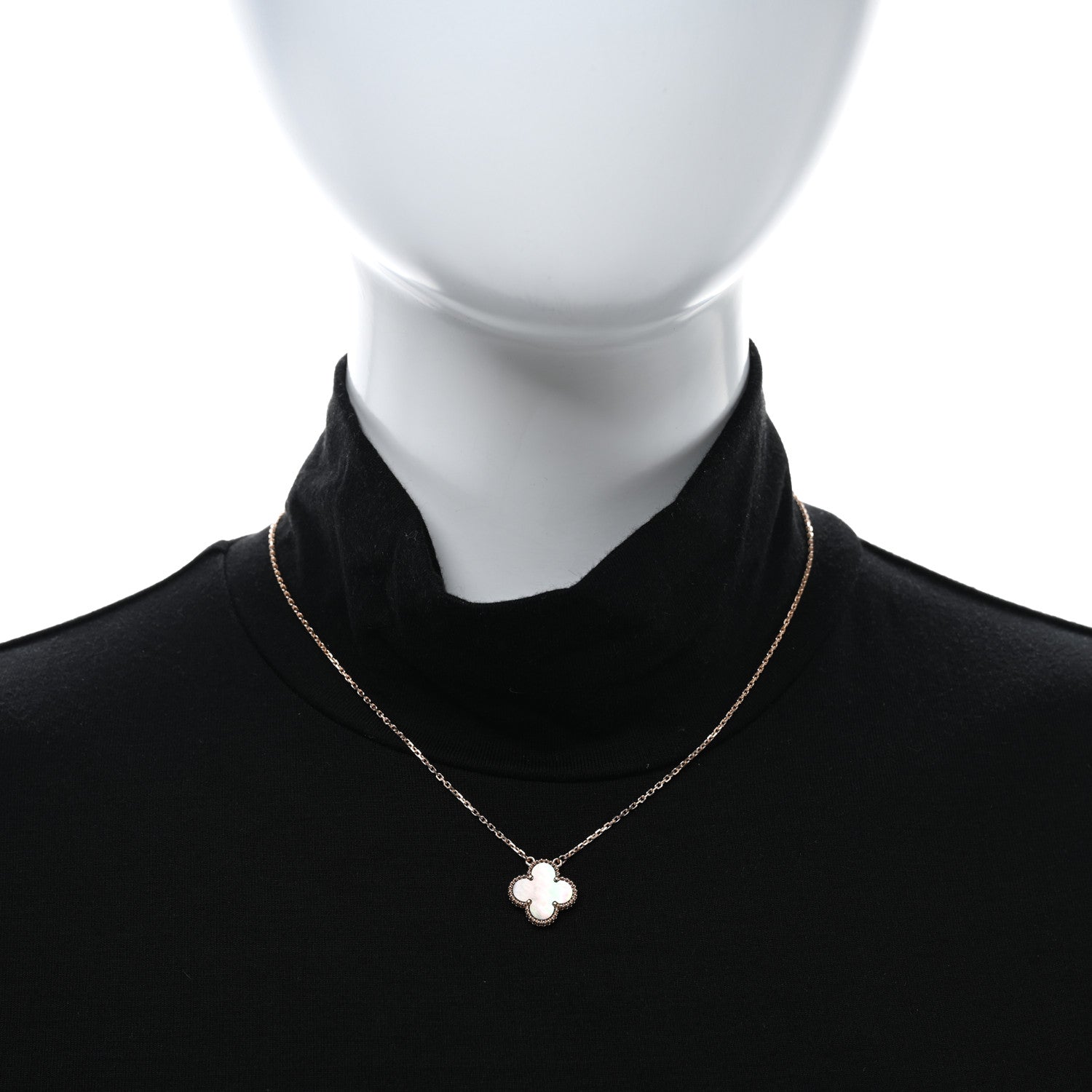 Van Cleef & Arpels 18K Rose Gold Gray Mother of Pearl Vintage Alhambra Pendant Necklace 2 of 4