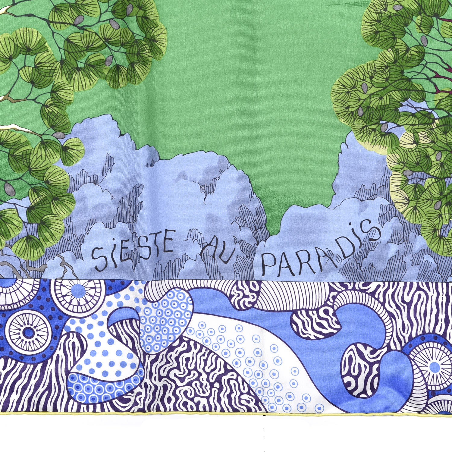 Hermes Silk Sieste Au Paradis Scarf 140 Fuchsia Bleu 2 of 4