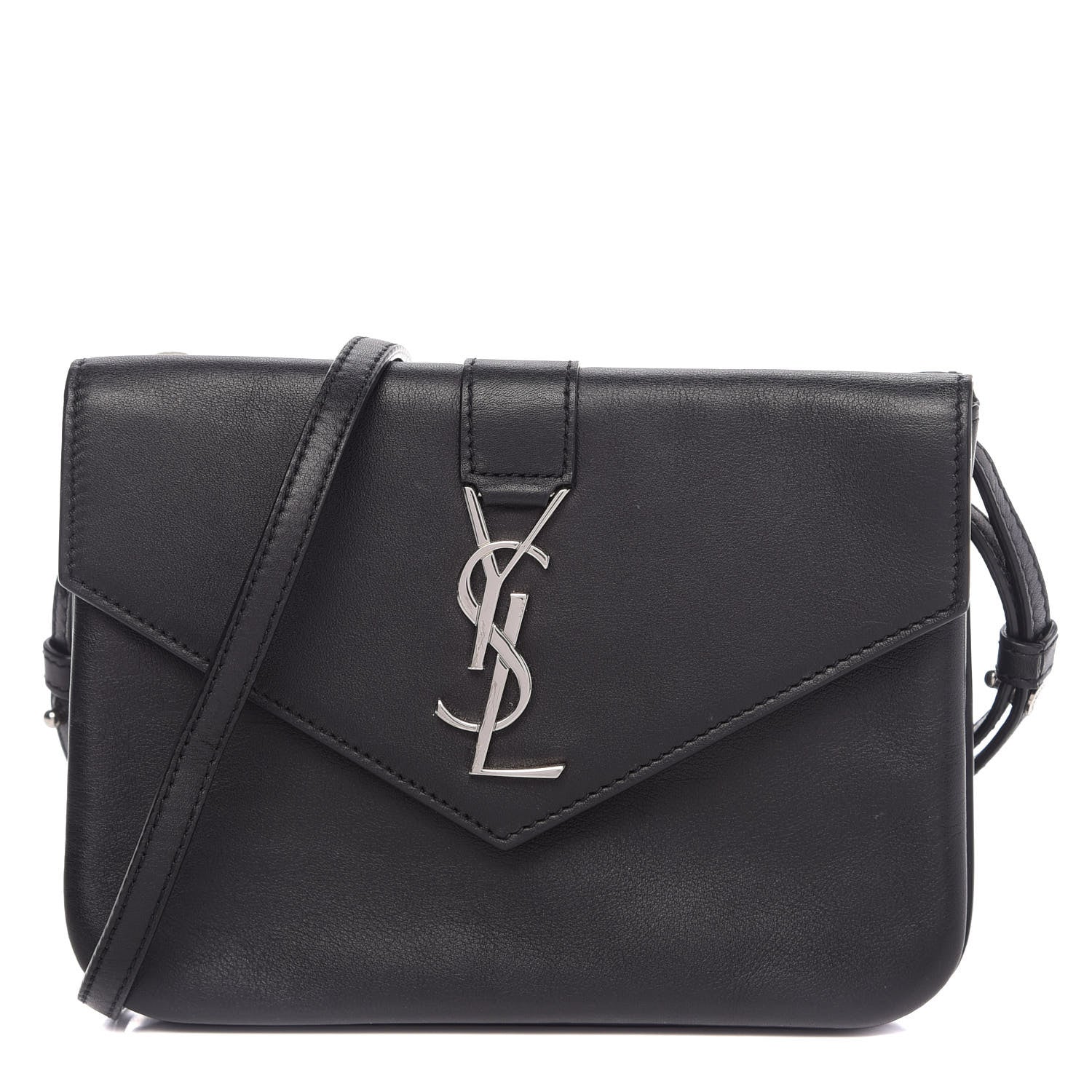 Saint Laurent Calfskin Monogram Tri Pocket Crossbody Bag Black 1 of 10