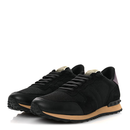 Valentino Garavani Mesh Fabric Suede Mens Rockrunner Sneakers 43.5 Black 4 of 11