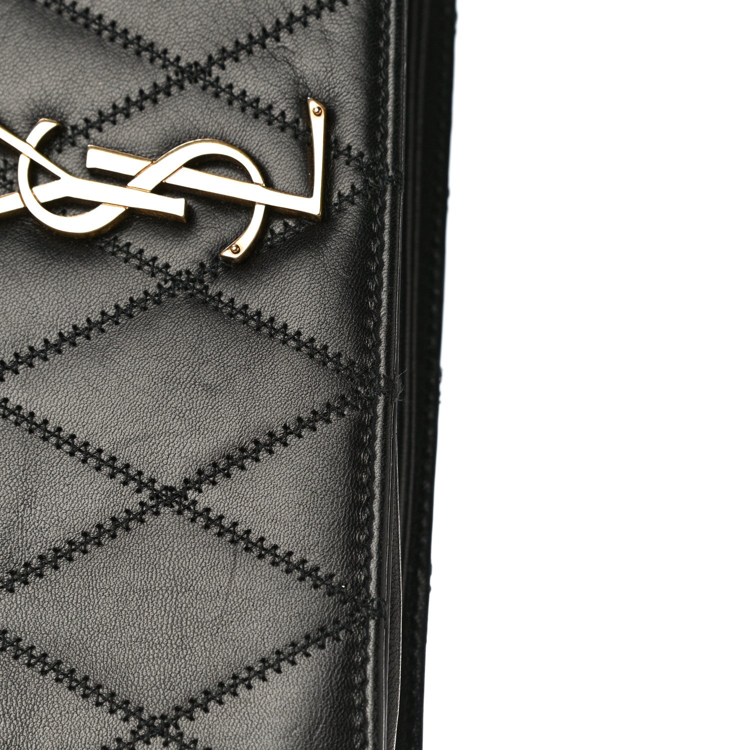 Saint Laurent Lambskin Diamond Quilted Monogram Angie Chain Bag Black 28 of 31