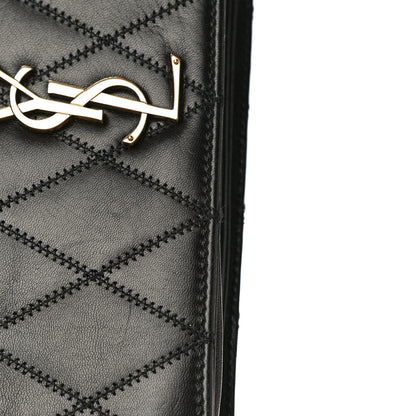 Saint Laurent Lambskin Diamond Quilted Monogram Angie Chain Bag Black 28 of 31