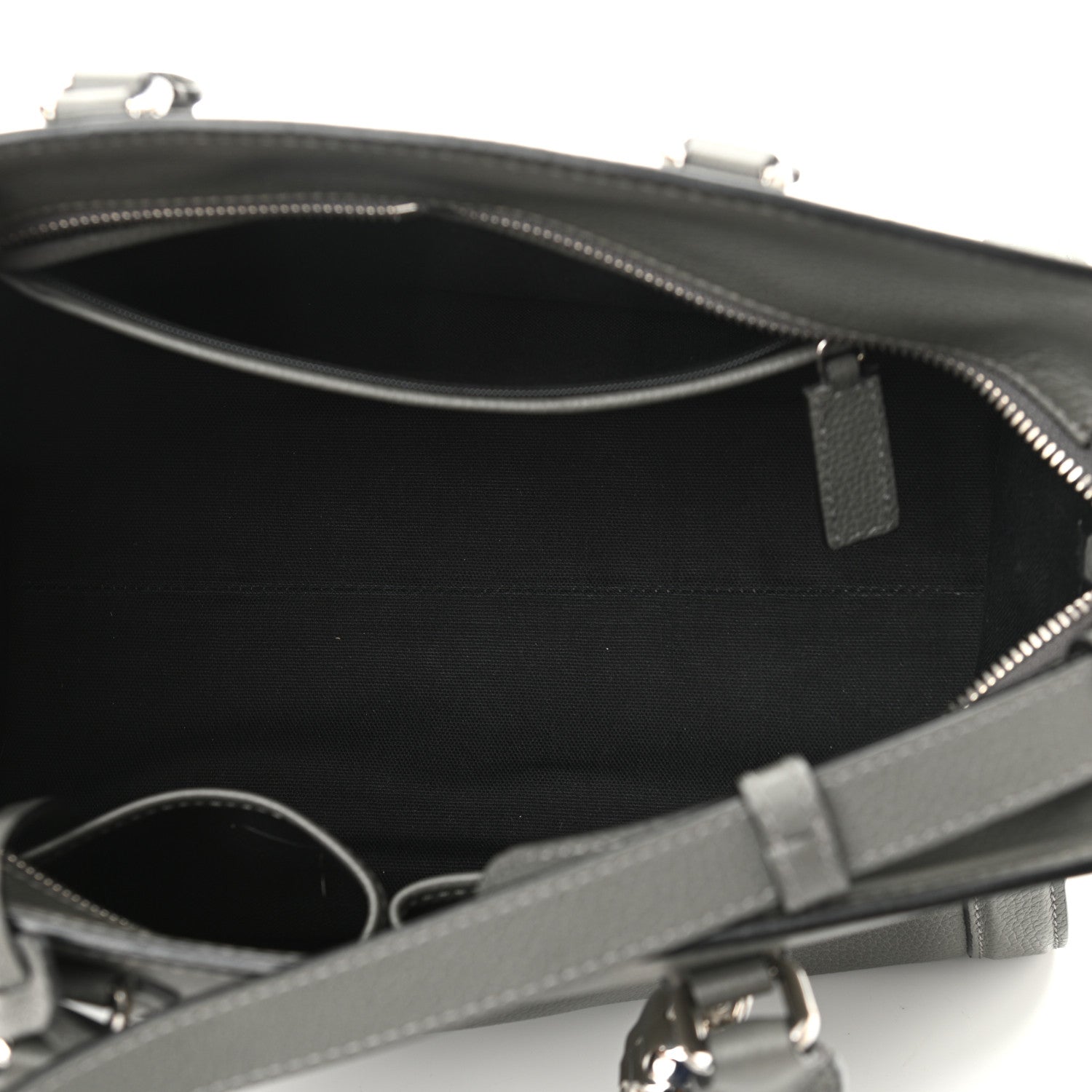 Alexander McQueen Pebbled Calfskin Small Skull Padlock Zip Around Tote Dark Grey 5 of 11