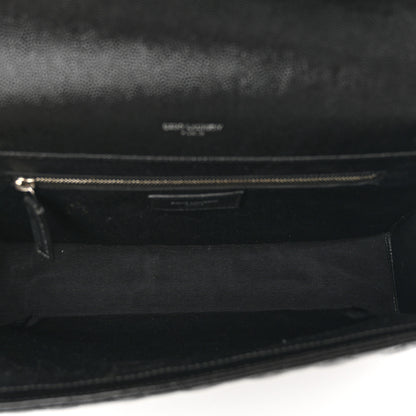 Saint Laurent Grain De Poudre Textured Mixed Matelasse Large Triquilt Monogram Satchel Black 6 of 10