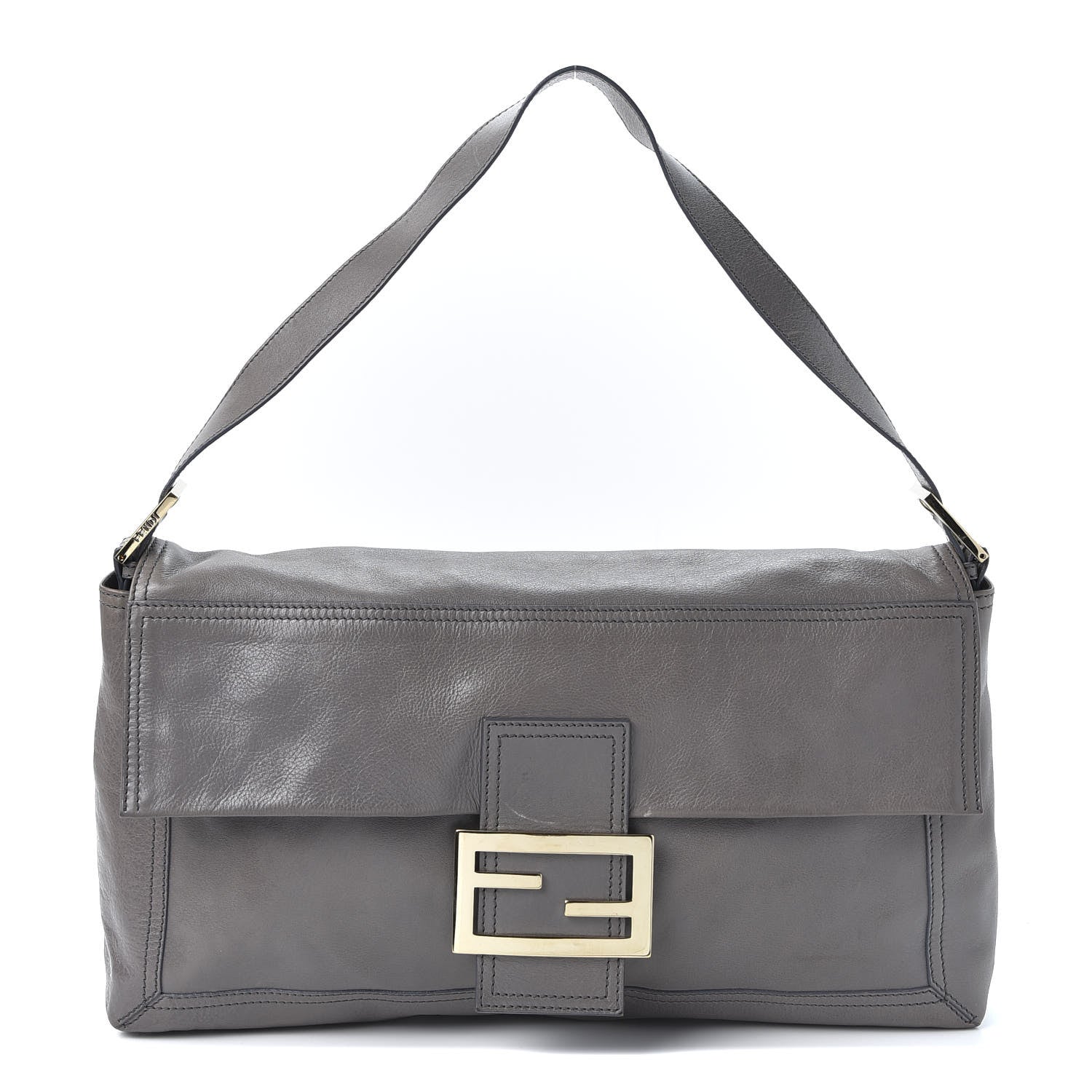 Fendi Vitello Acqua Large Convertible Baguette Grigio Scuro 1 of 14