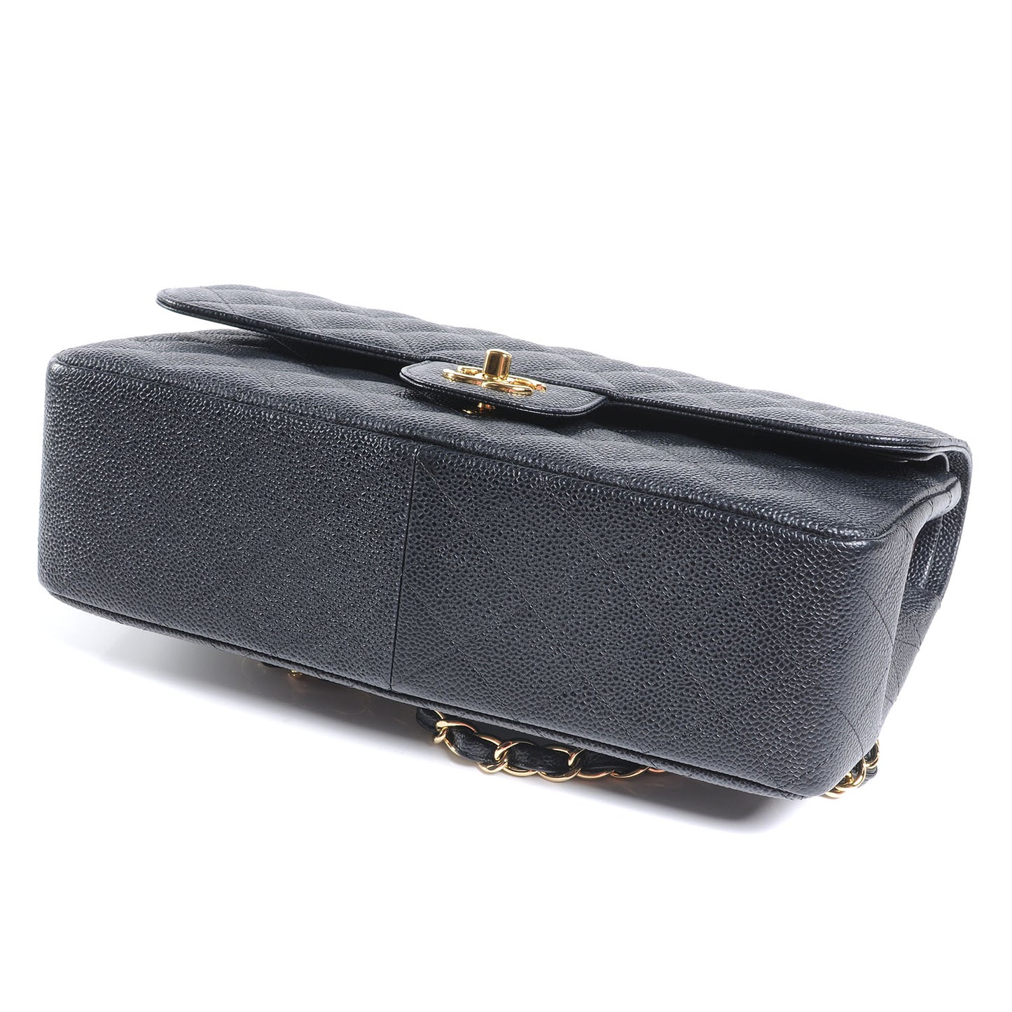 Caviar Quilted Jumbo Double Flap Black